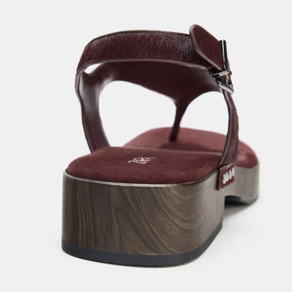 NEW Zara Studded Leather Sandals in Burgundy Red - US 10 - Picture 4 of 6